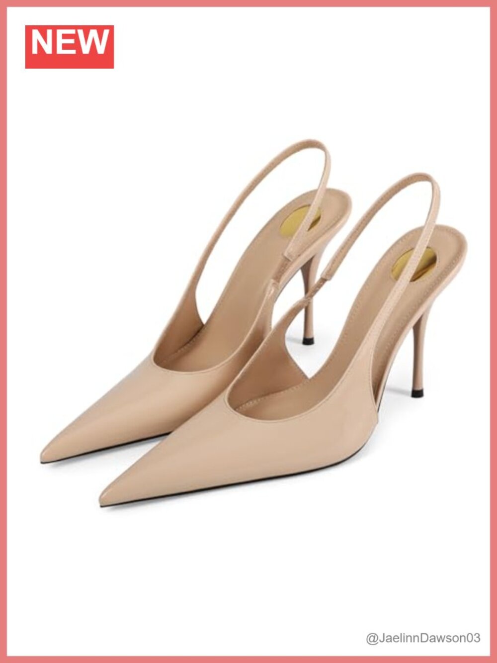 Womens Slingback High Heel Pumps Pointed Toe Faux Leather Stiletto Heels Dress